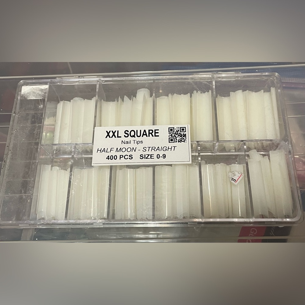 XXL Square Nail Tips Straight 400pcs With Tip Container